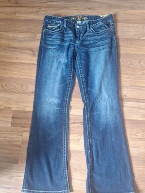 Maurices Dark Blue Flare Jeans - Faded Denim